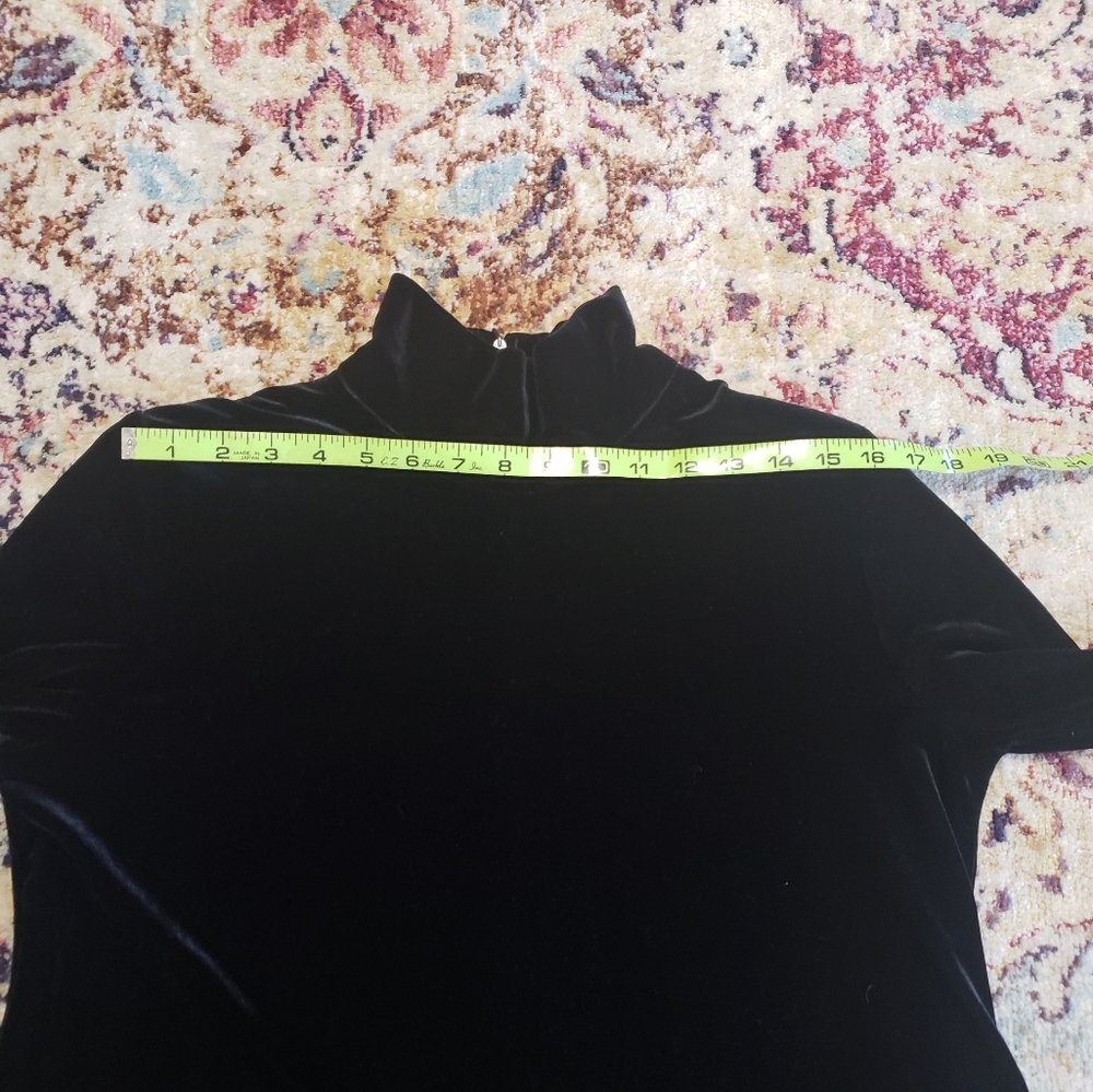 Vintage Black Velour Swing Dress Mockneck Long Sleeve Size M - Picture 8 of 10